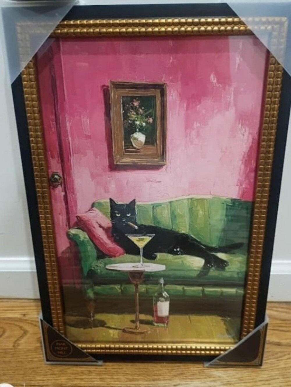 Marmont Hill Framed  Canvas Cat Martini Wall 12x 18